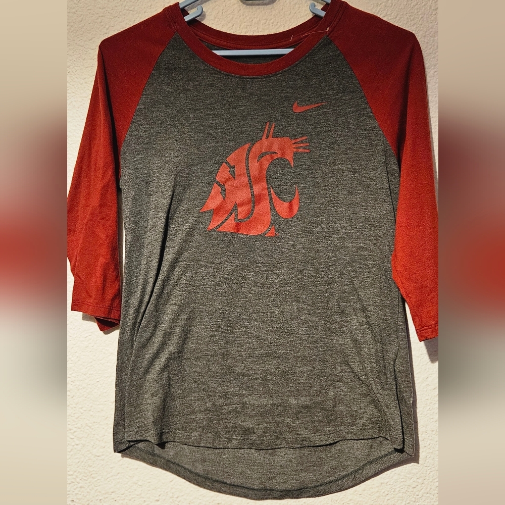 Nike Red and Gray Long Sleeve Men's Tee